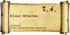 Klosz Arnolda névjegykártya